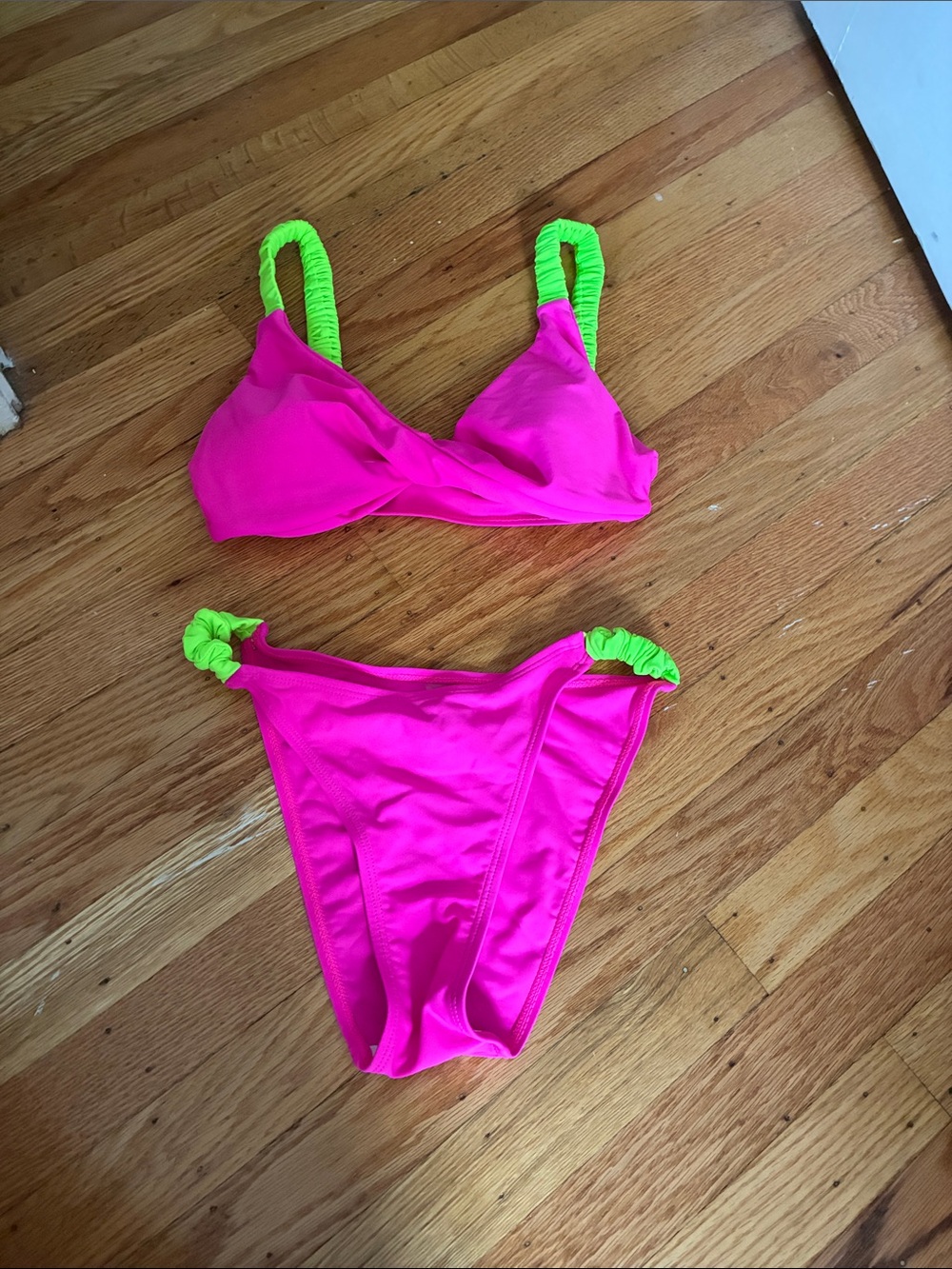 Pink Bikini with Lime Green Accents